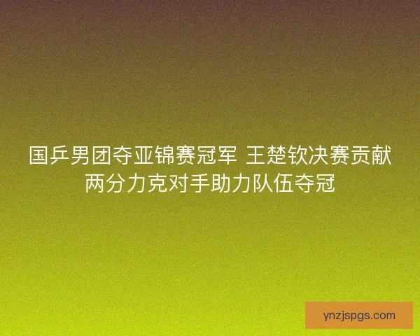 国乒男团夺亚锦赛冠军 王楚钦决赛贡献两分力克对手助力队伍夺冠